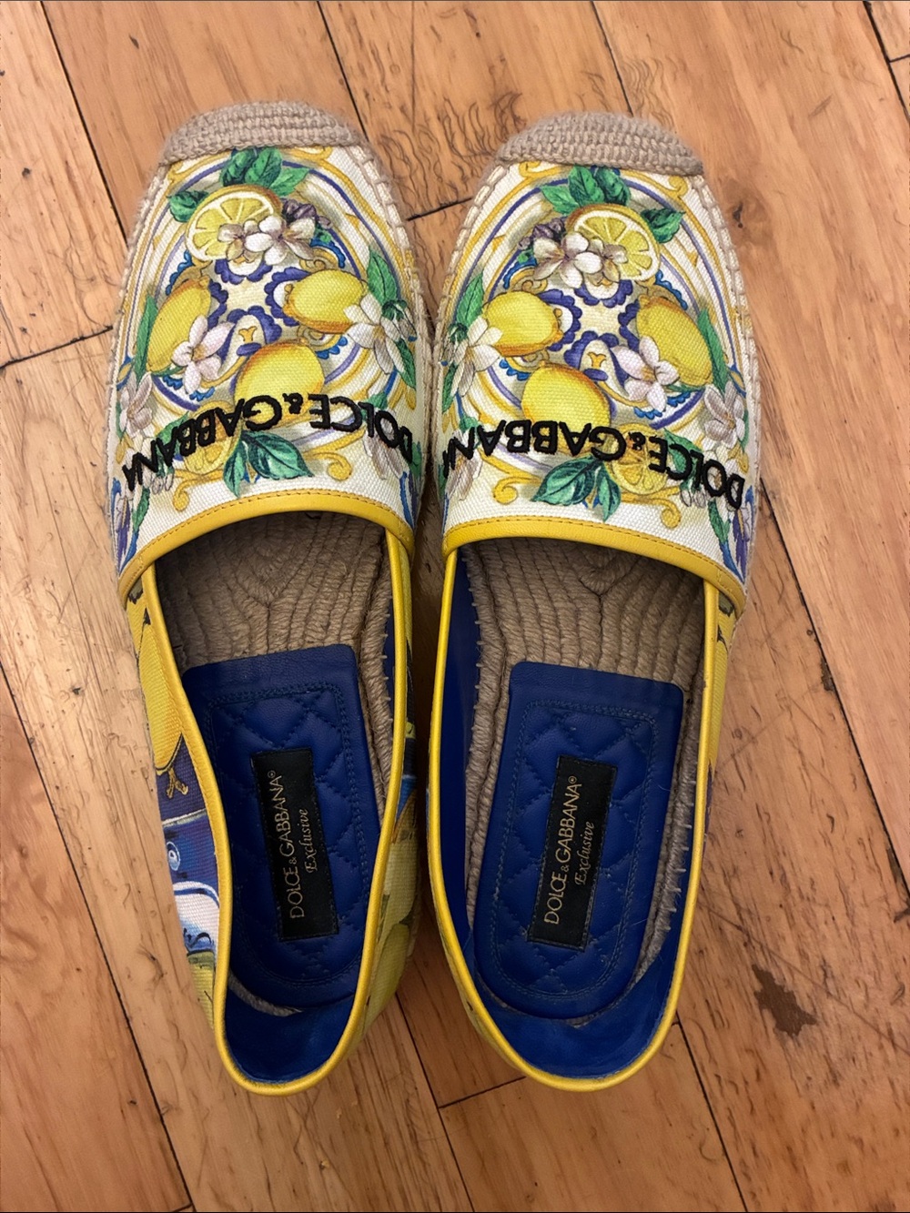 Limited Edition Dolce & Gabbana Yellow Lemon & Floral Canvas Loafers